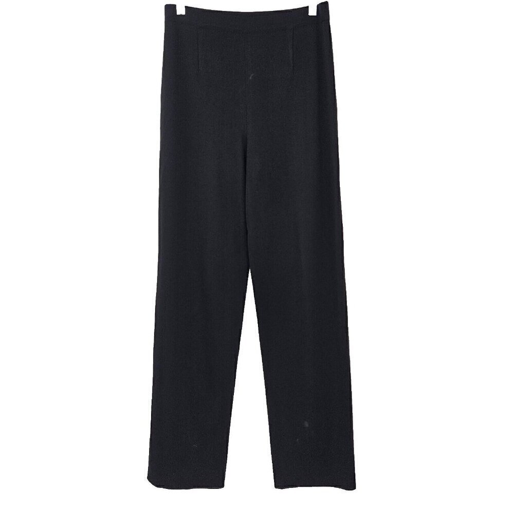 Misook Acrylic Knit Straight Leg Pants Black Women’s Size S High Rise Minimalist